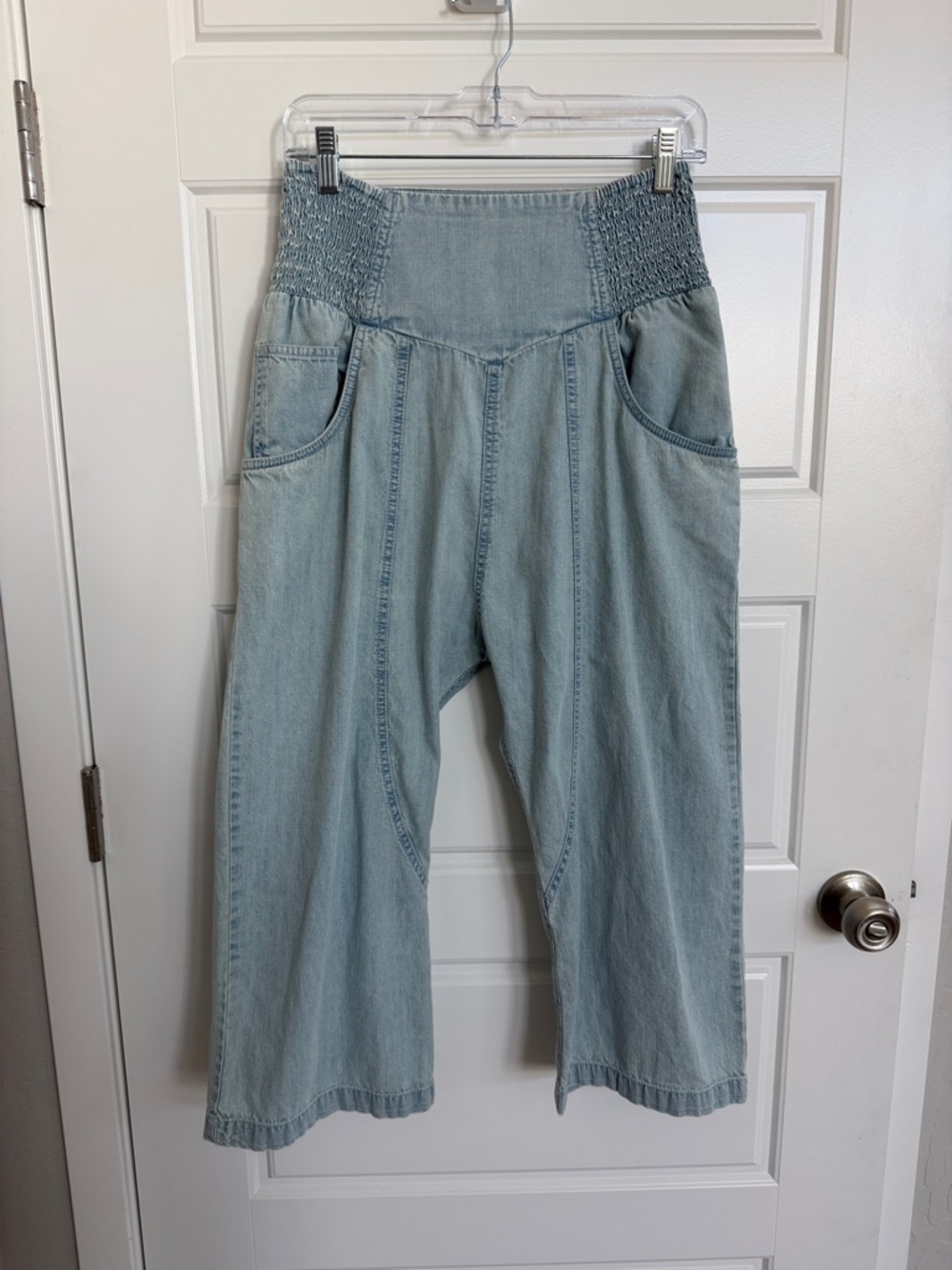 Free People Light Blue Cropped Wide-Leg Jeans - Picture 2 of 7